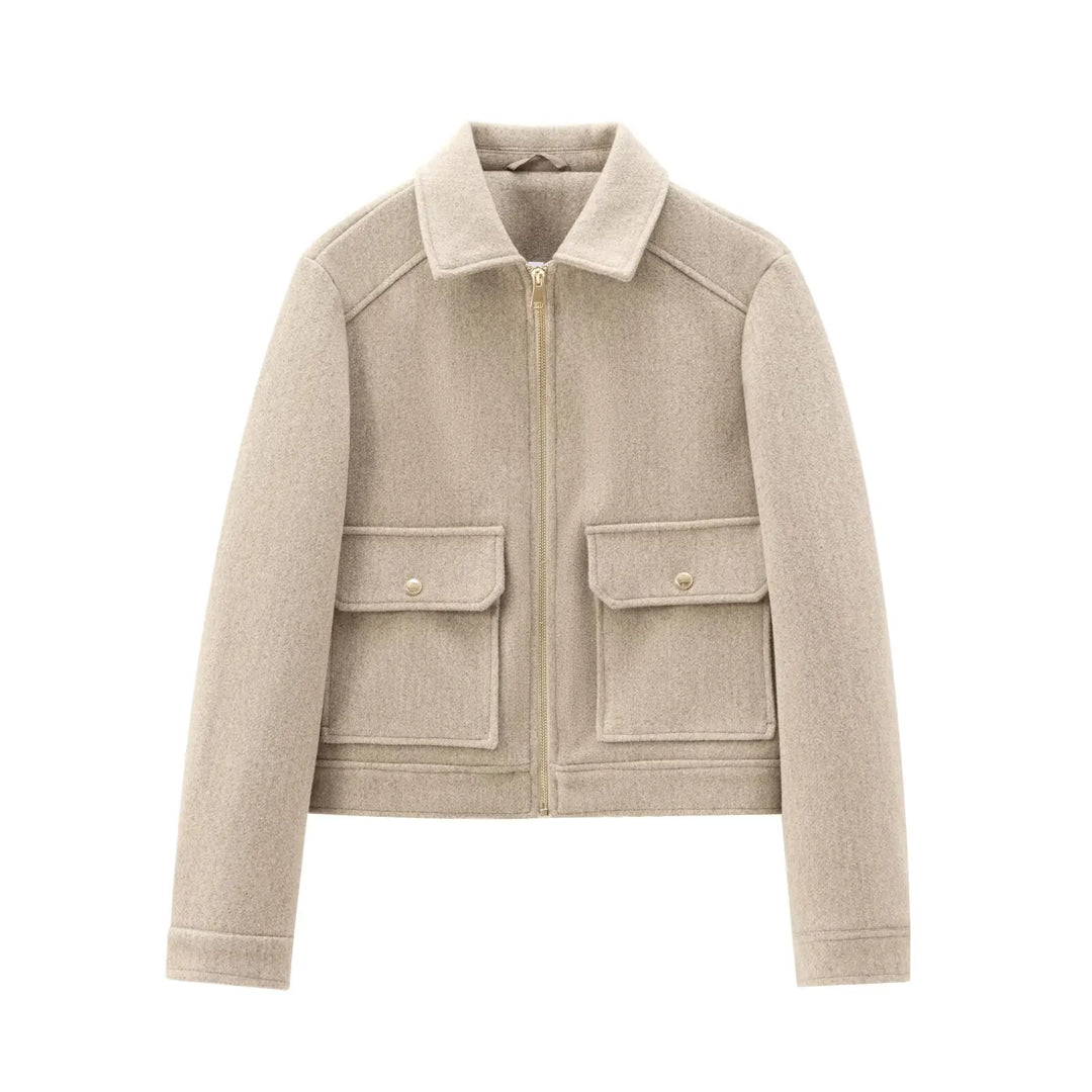 Women’s Zippered Wool Bomber Jacket