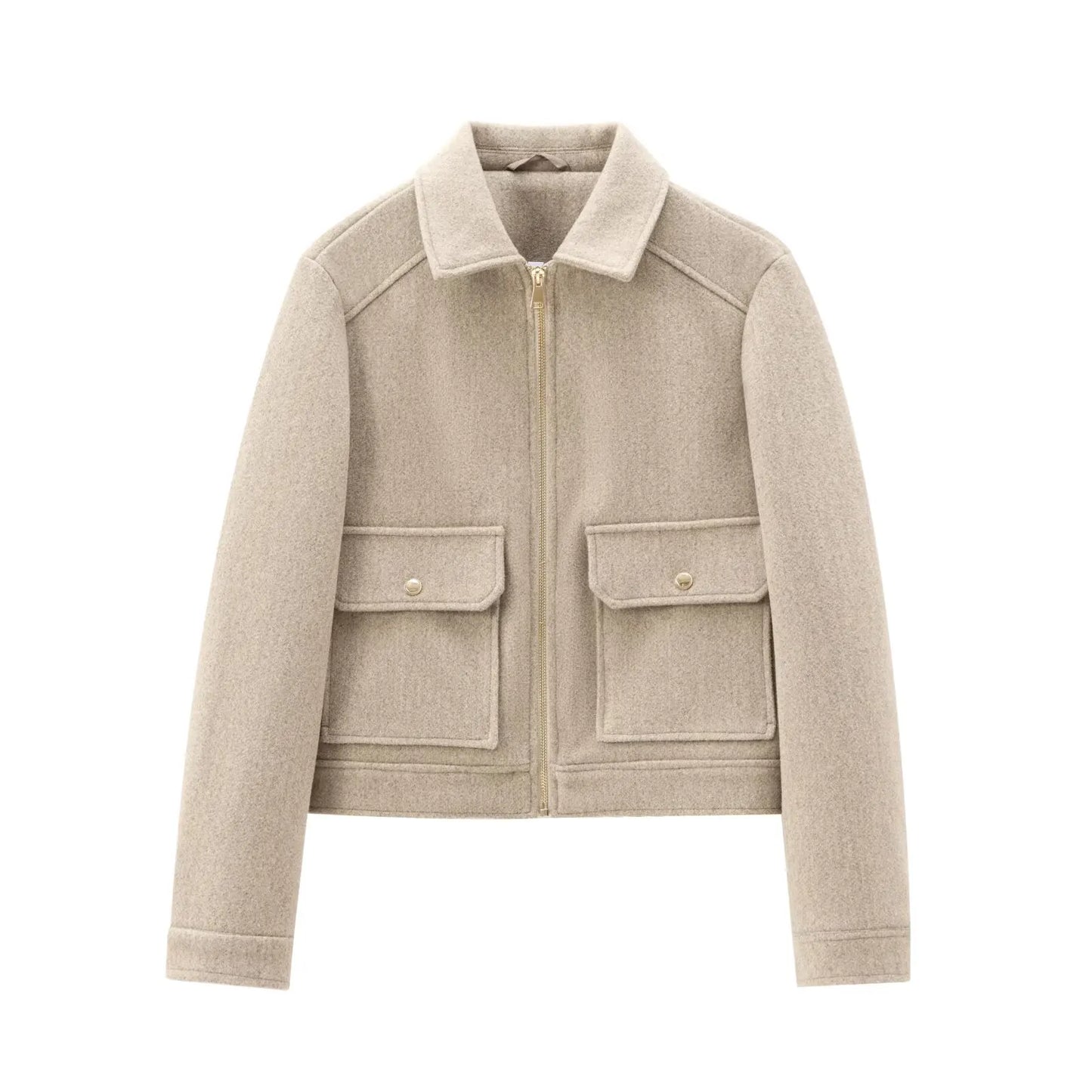 Women’s Zippered Wool Bomber Jacket
