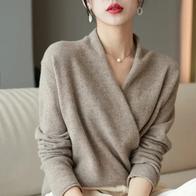 Women’s Spring Wrap Neck Knit Top