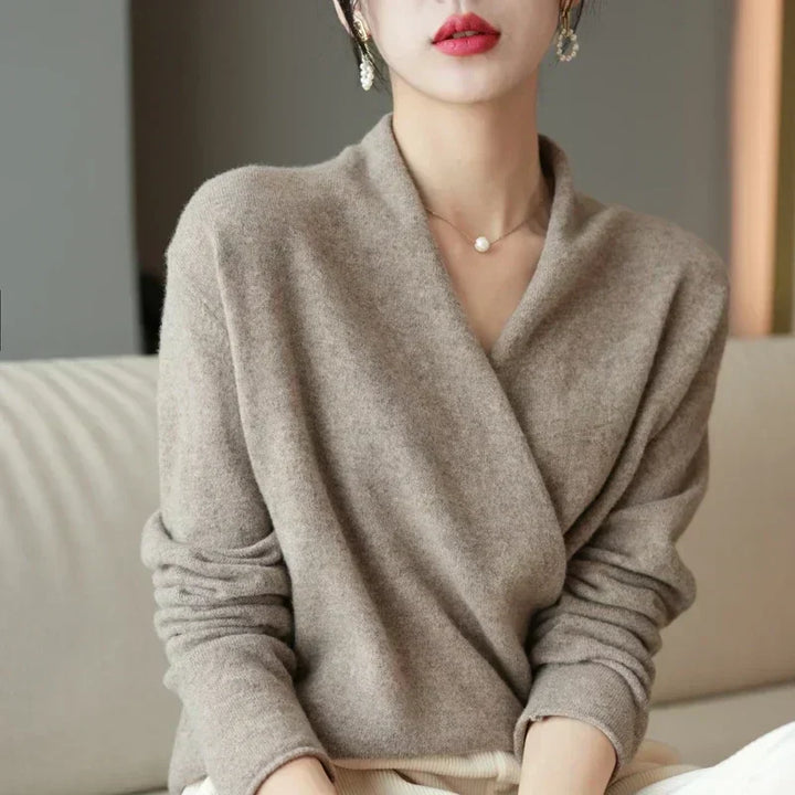 Women’s Spring Wrap Neck Knit Top
