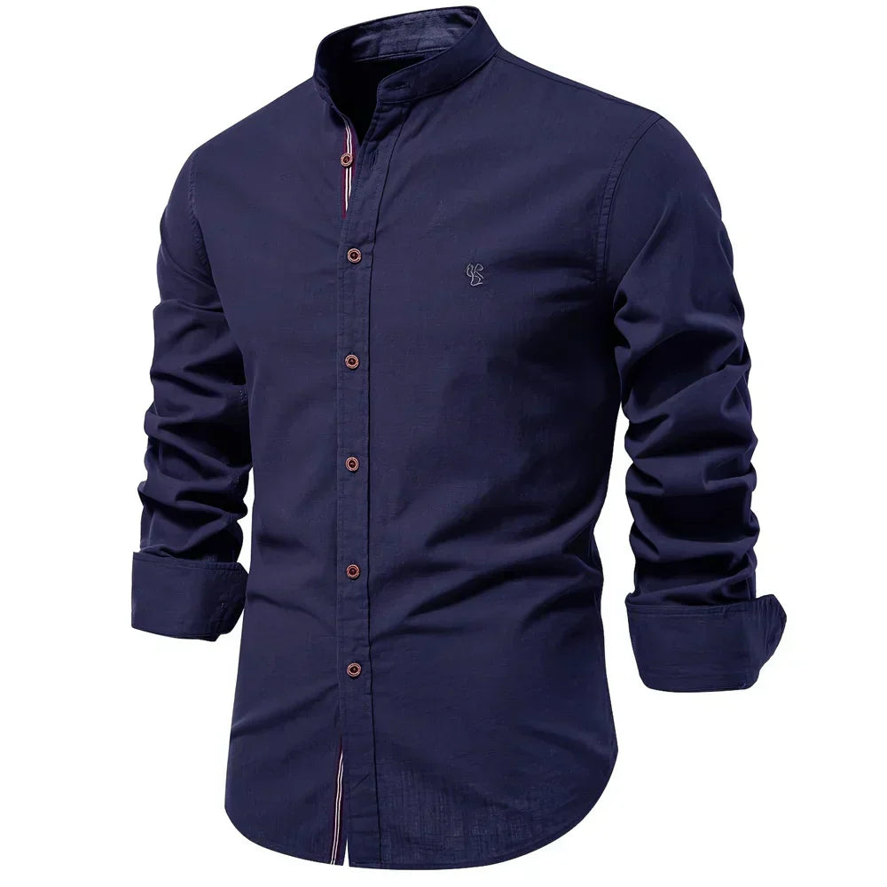 Mandarin Collar Long Sleeve Shirt