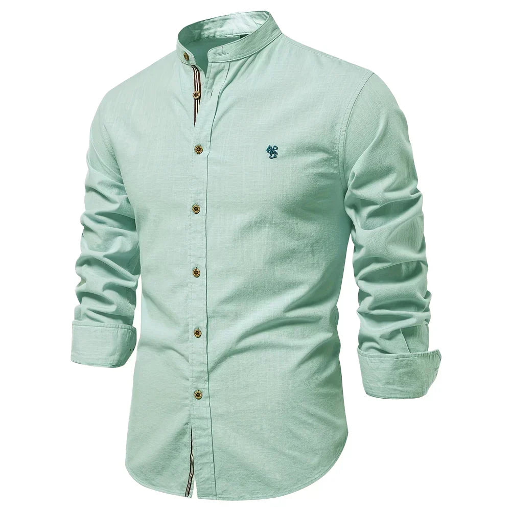 Camisa de manga larga con cuello mandarín