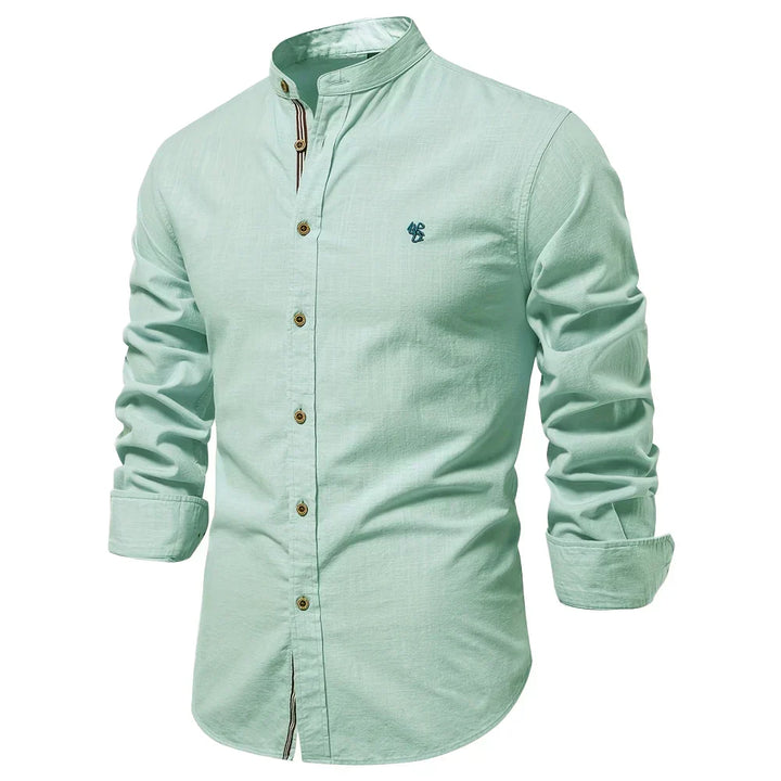 Camisa de manga larga con cuello mandarín
