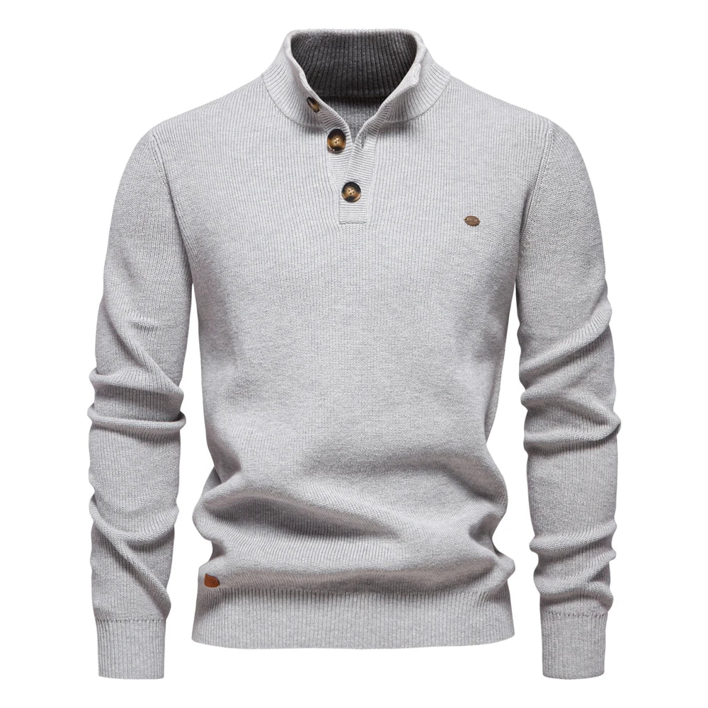 Stylish Men's Sweater with Button Design