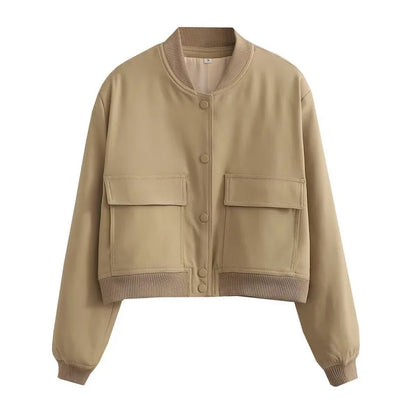 Women’s Casual Pocket Front Bomber Jacket