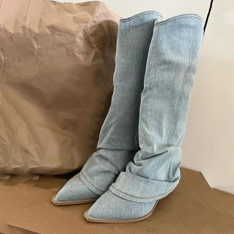 Denim Knee-High Women's Boots