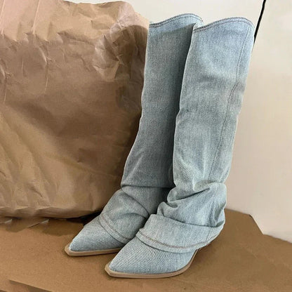 Denim Knee-High Women's Boots