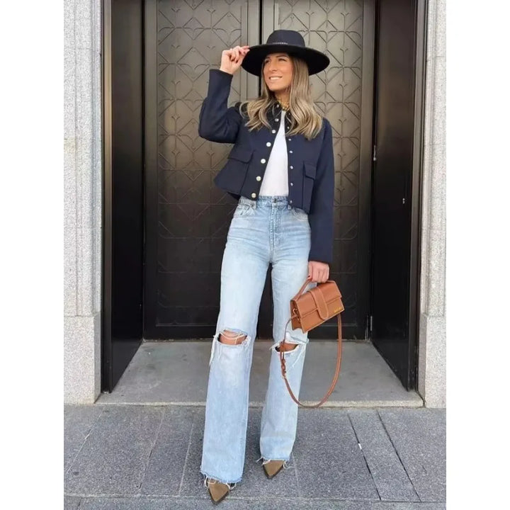 Women’s Chic Button Front Short Jacket
