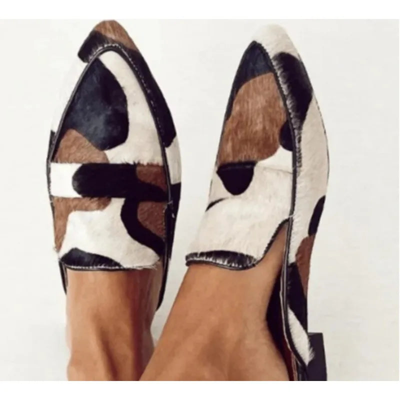 Marie - Mocasines ortopédicos con estampado de vaca
