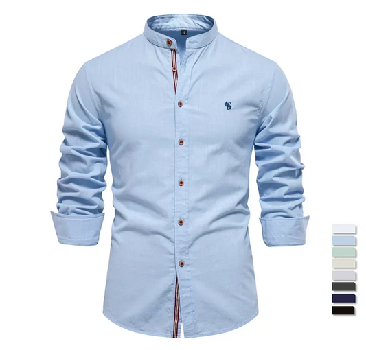 Mandarin Collar Long Sleeve Shirt