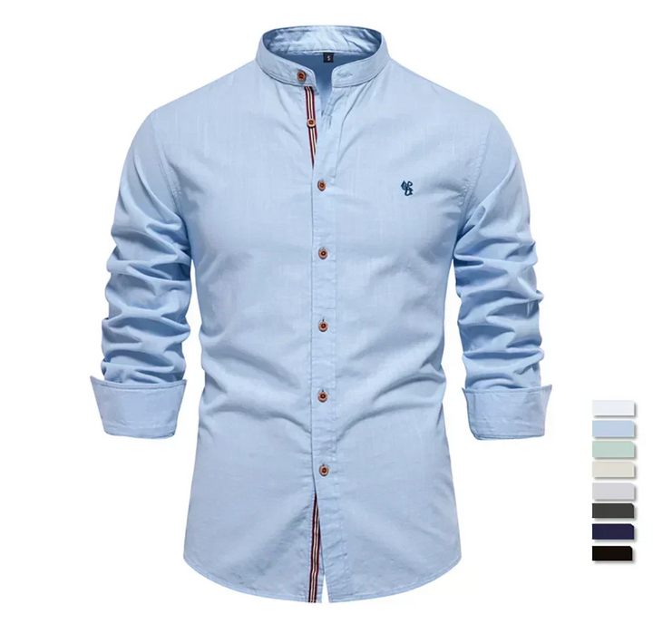 Camisa de manga larga con cuello mandarín