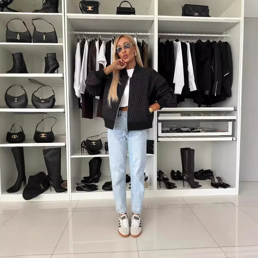 Women’s Fashion Zip Front Quilted Jacket