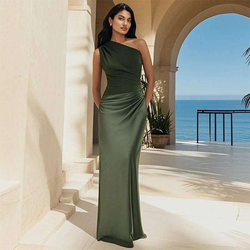 Maxivestido con Falda de Satén