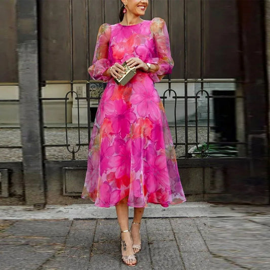 Vestido de invitada de boda formal floral para mujer