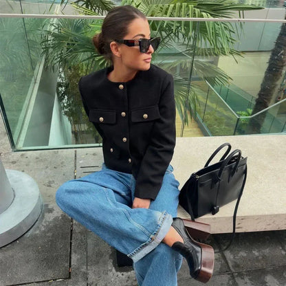 Chaqueta blazer corta para mujer