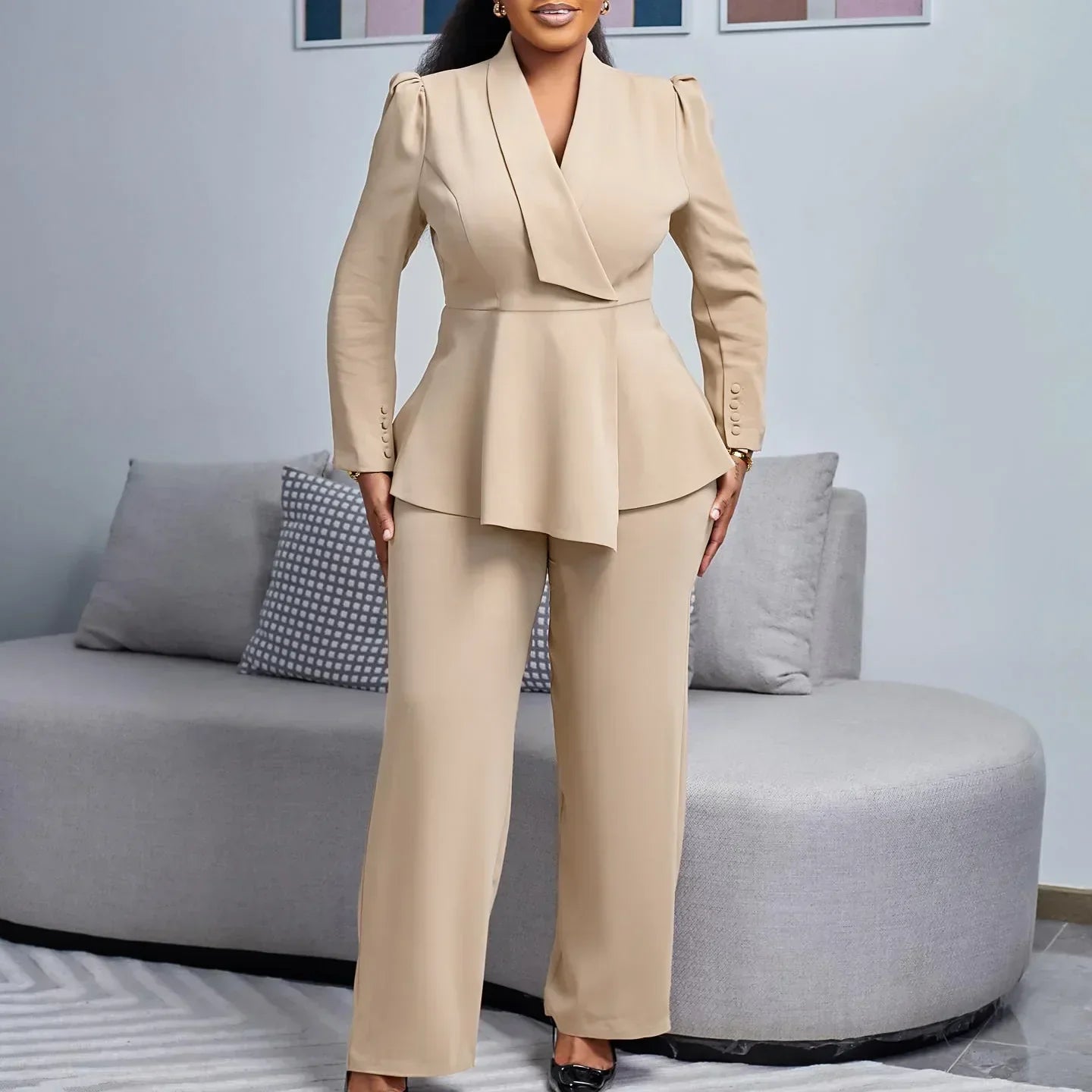 Chic Formal Suit Set with Tailored Long Blazer for Women