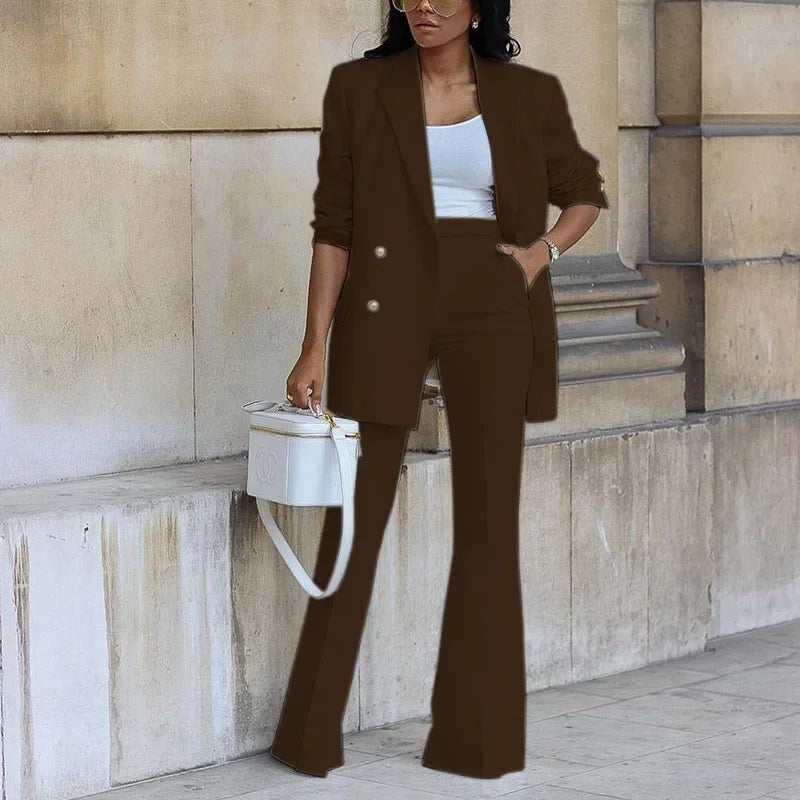 Chic Formal Suit Set with Tailored Long Blazer for Women