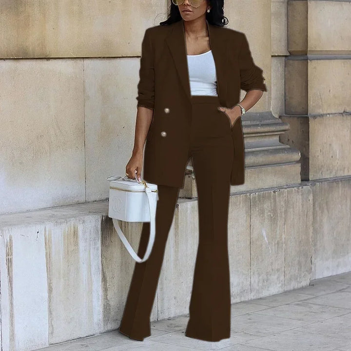 Chic Formal Suit Set with Tailored Long Blazer for Women