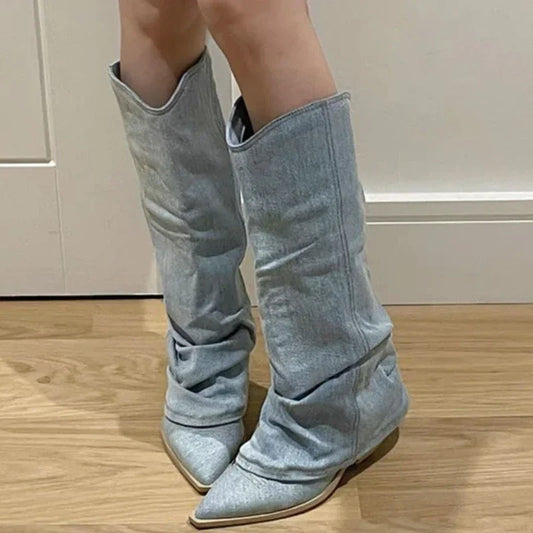 Denim Knee-High Women's Boots