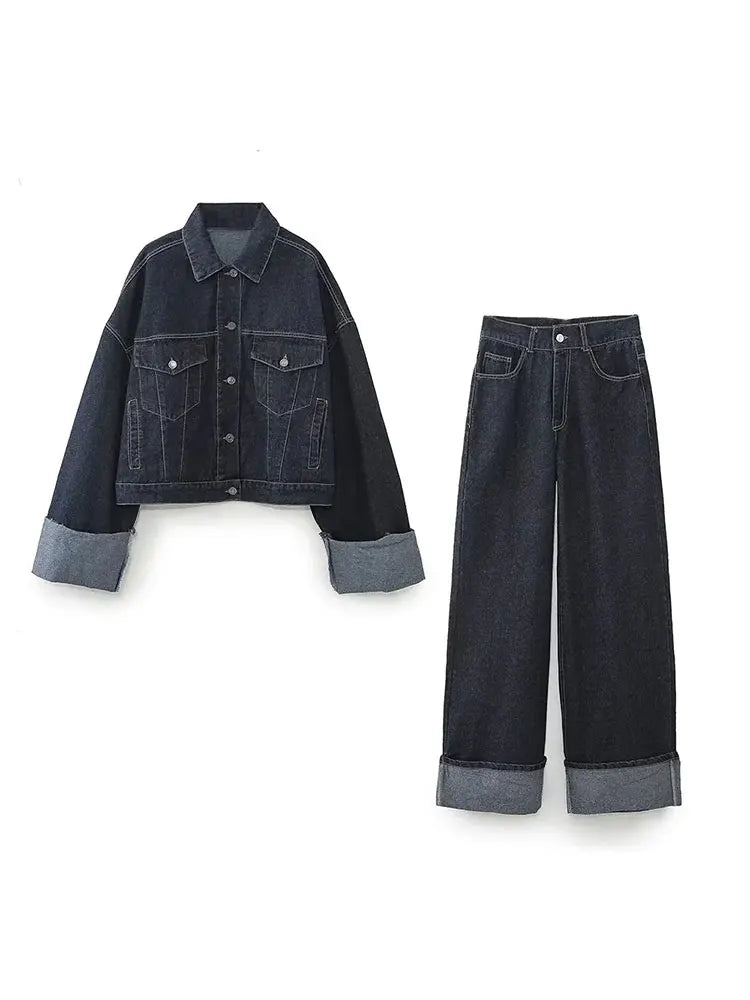 Women’s Spring Cropped Jacket Pants Set