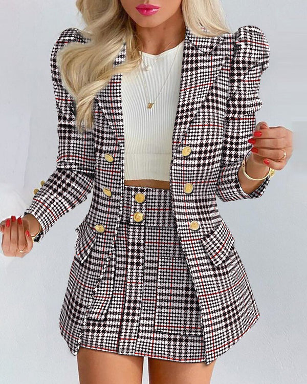 Conjunto sastre de blazer y falda para mujer