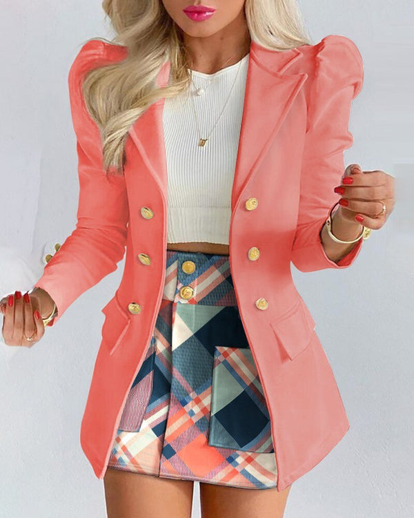 Conjunto sastre de blazer y falda para mujer