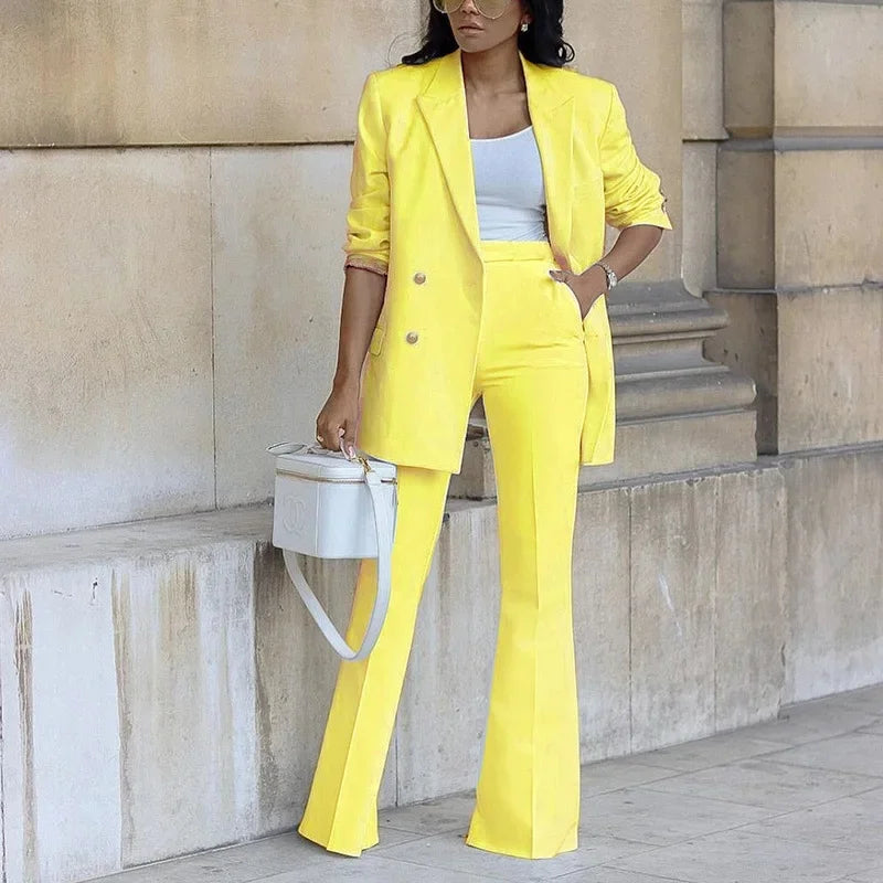 Chic Formal Suit Set with Tailored Long Blazer for Women