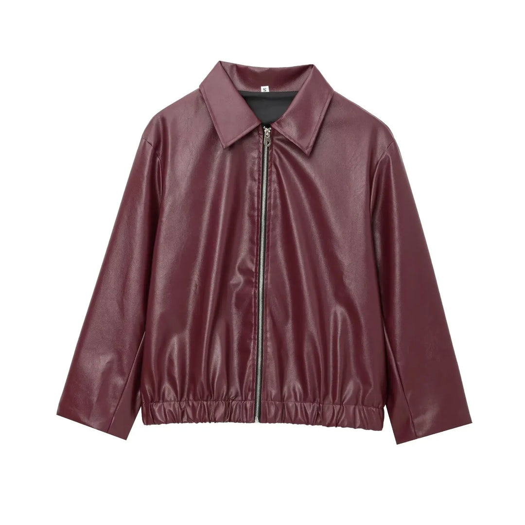 Women's Faux Leather Bomber Jacket