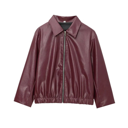 Women's Faux Leather Bomber Jacket