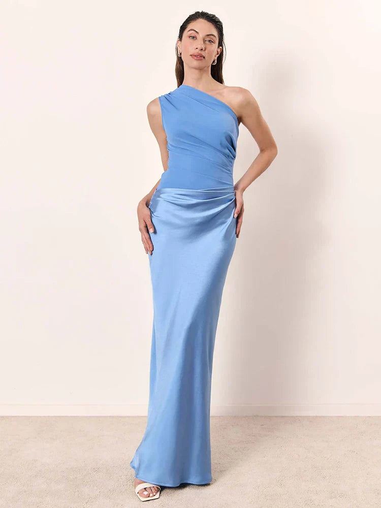 Maxivestido con Falda de Satén