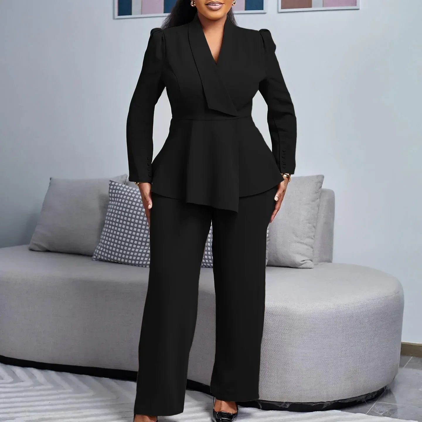 Chic Formal Suit Set with Tailored Long Blazer for Women