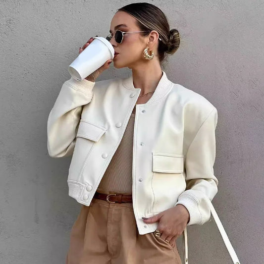 Women’s Casual Pocket Front Bomber Jacket