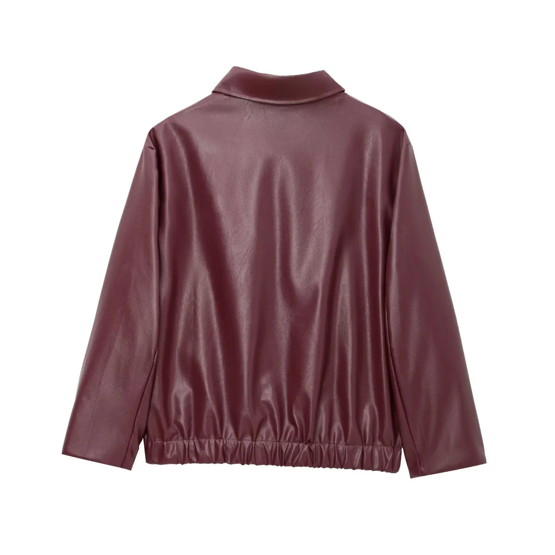 Women's Faux Leather Bomber Jacket