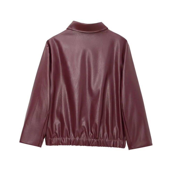 Women's Faux Leather Bomber Jacket