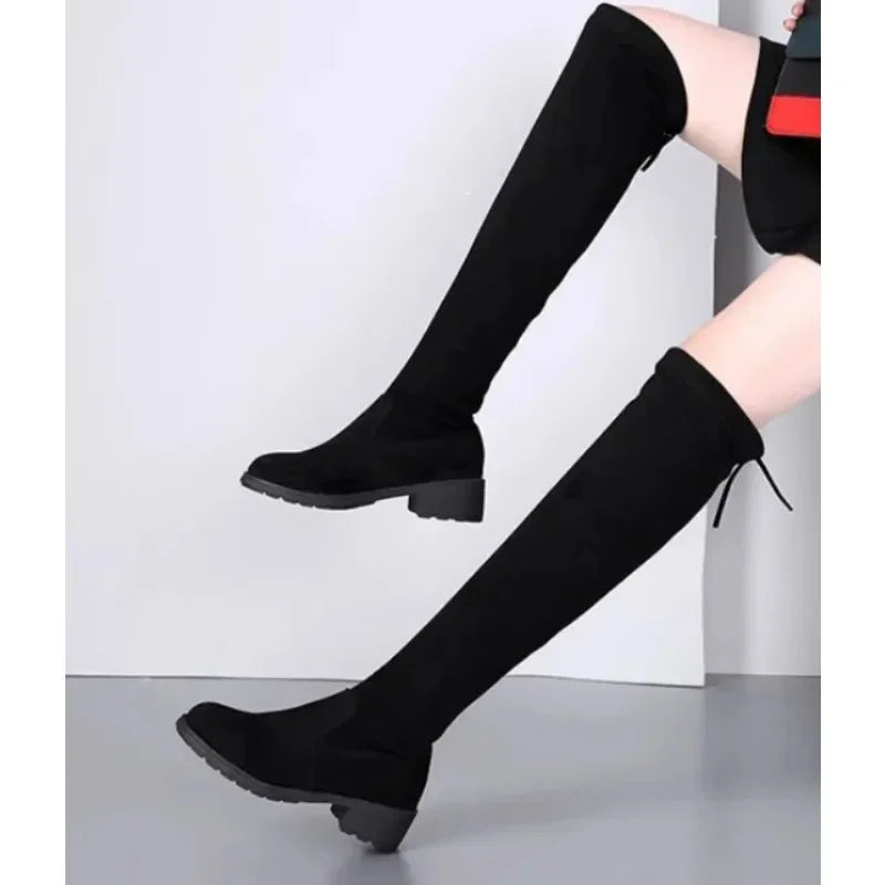 Women’s Thigh-High Boots with Block Heels