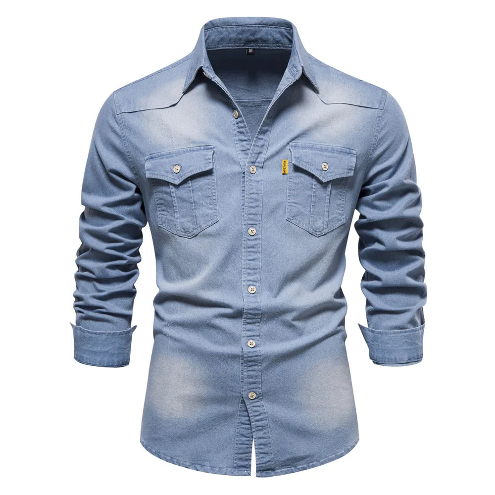 Men’s Denim Button-Up Shirt