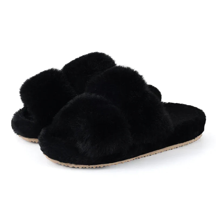 Pantuflas tipo sandalia de piel sintética cómodas para mujer