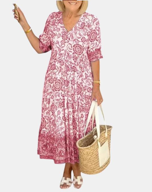 Aria™ | Elegante vestido floral con cuello en V