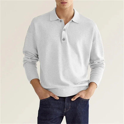 Polo de punto casual de manga larga para hombre