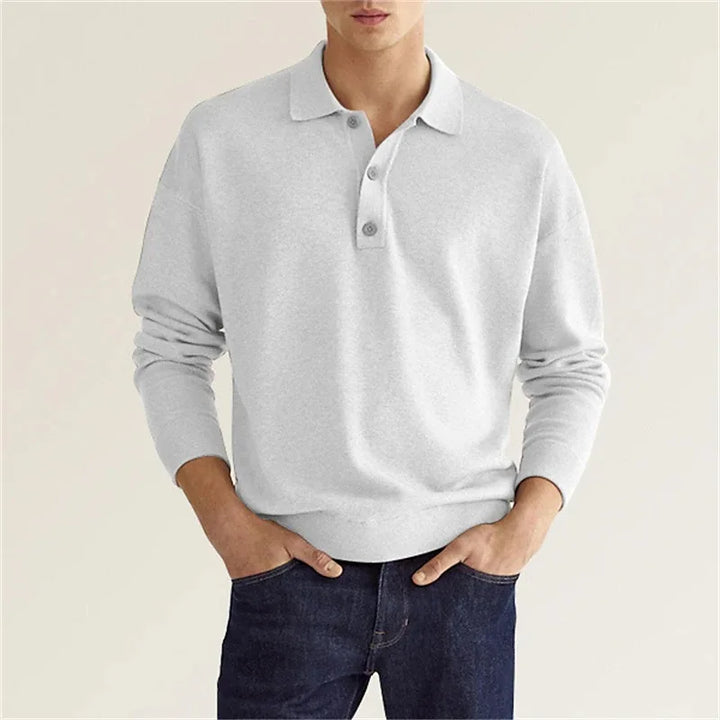 Men’s Long Sleeve Casual Knit Polo Shirt