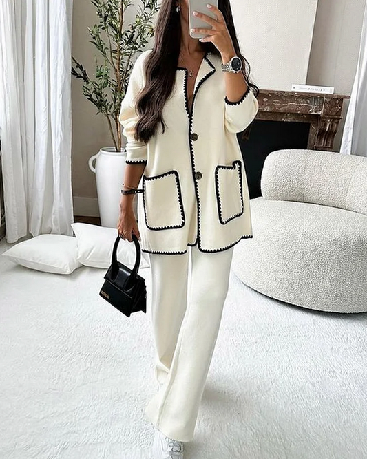 Conjunto de blazer y pantalón largo elegante para mujer
