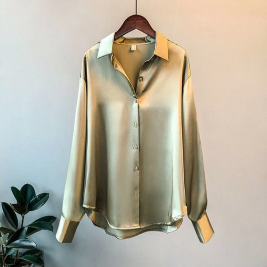 Blusas de satén con botones y corte holgado para mujer