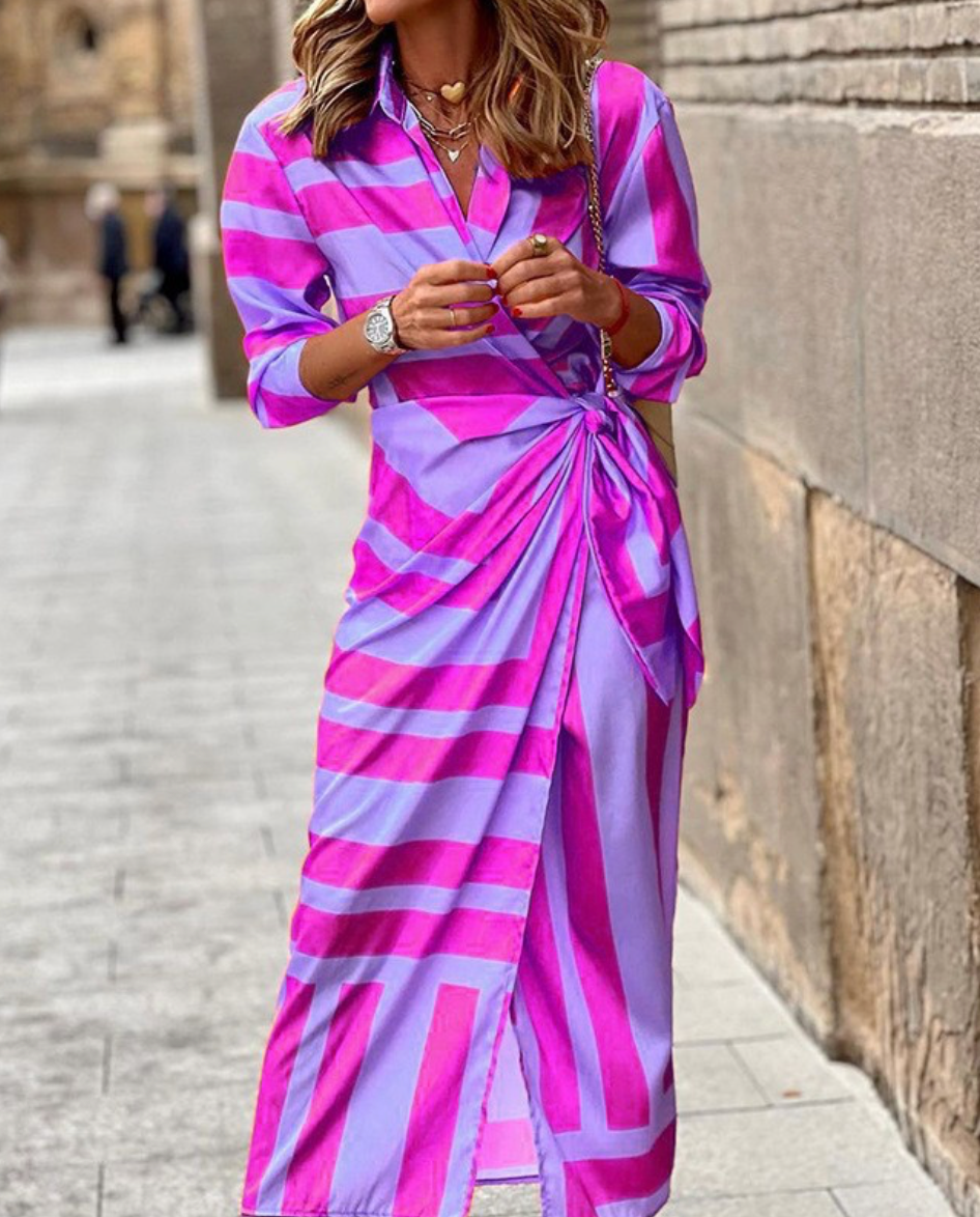 Amelia™ | Vestido cruzado estampado