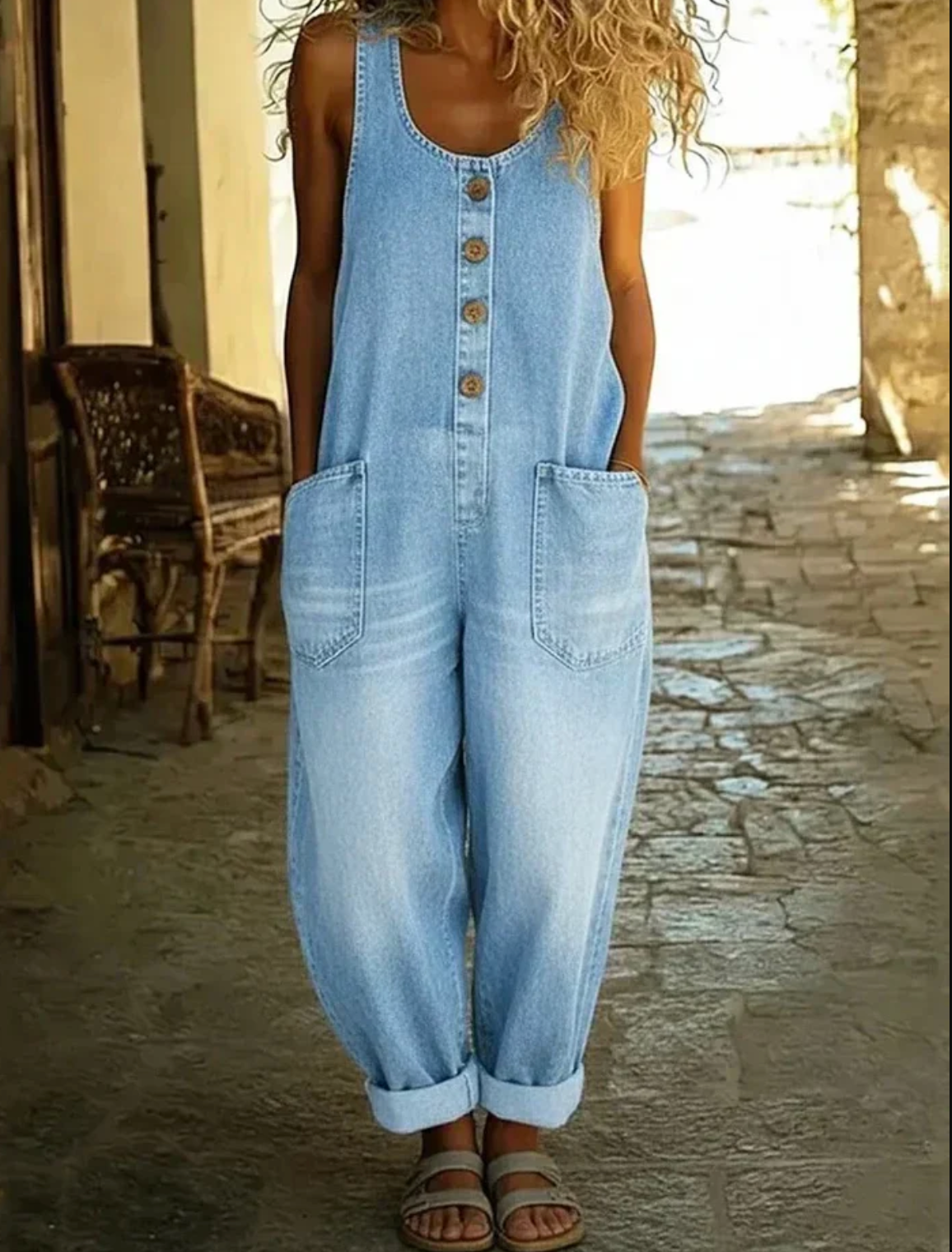Lorena | Vintage Washed Cotton Denim Overalls