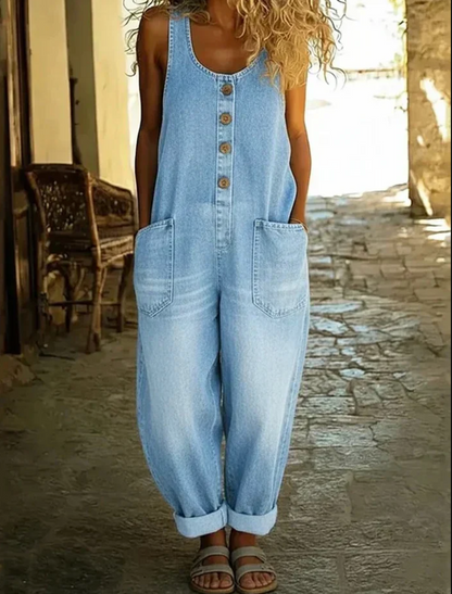 Lorena | Vintage Washed Cotton Denim Overalls