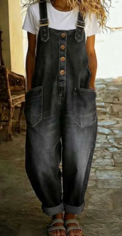 Ruth | Vintage Washed Cotton Denim Overalls
