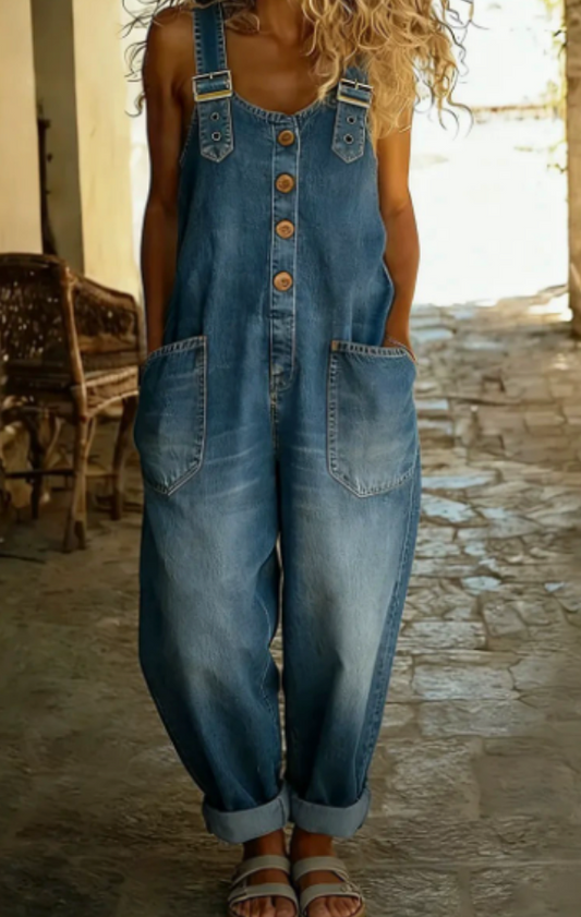 Ruth | Vintage Washed Cotton Denim Overalls