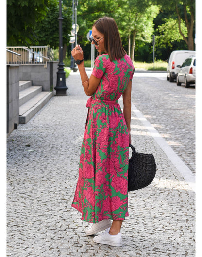 Talia | Stylish V-Neck Floral Dress