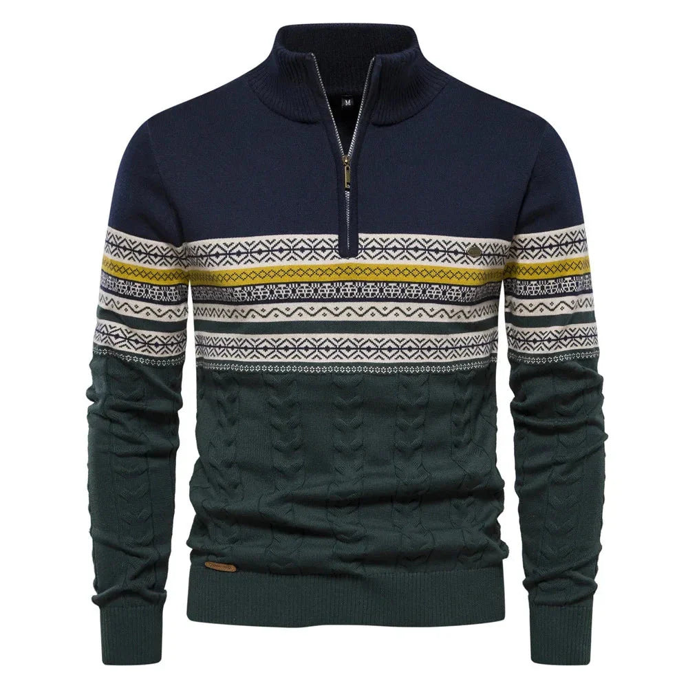 Stylish Fair Isle Half Zip Sweater