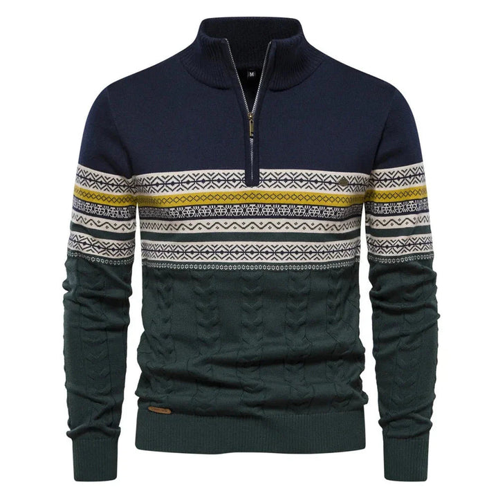 Stylish Fair Isle Half Zip Sweater